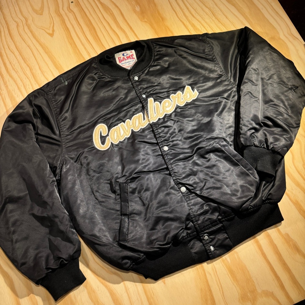 Vintage Game Sportswear Cleveland Cavaliers Black Satin Varsity Jacket Mens XL